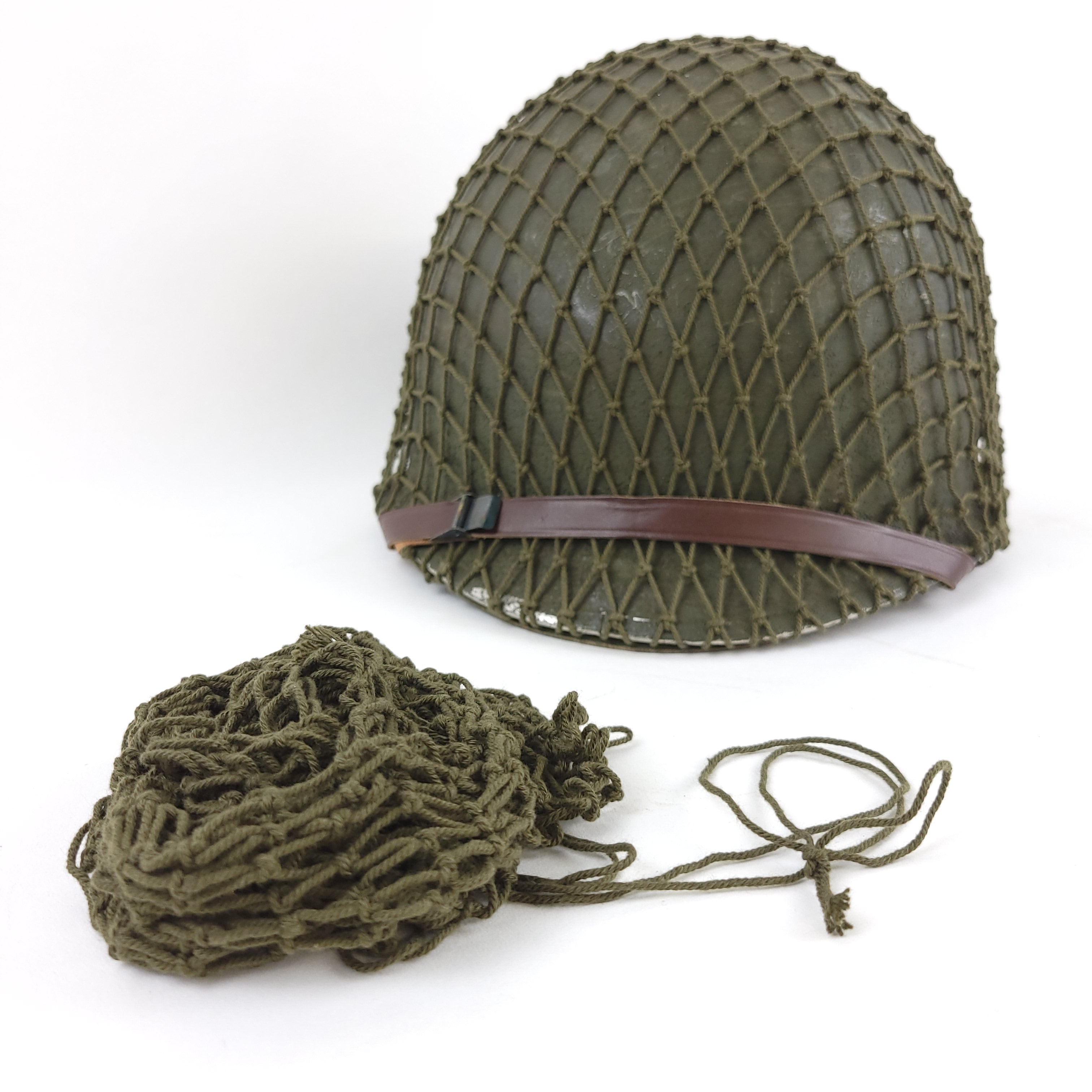 M1 Helmet Cover - OD7 Drawstring Net - Reproduction