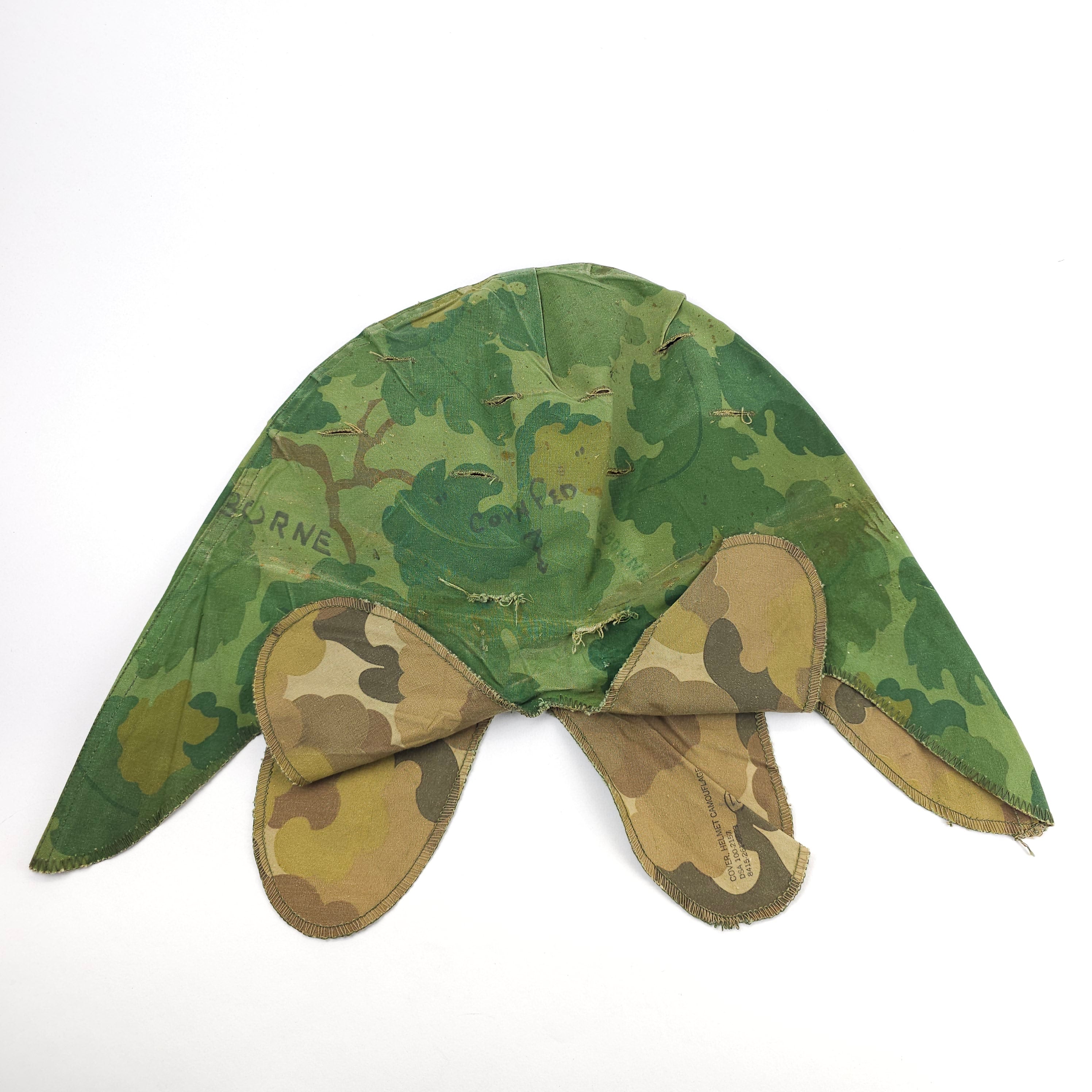 Original Late 1965/Early 1966 Mitchell Pattern M1 Helmet Cover – Vietnam War Era