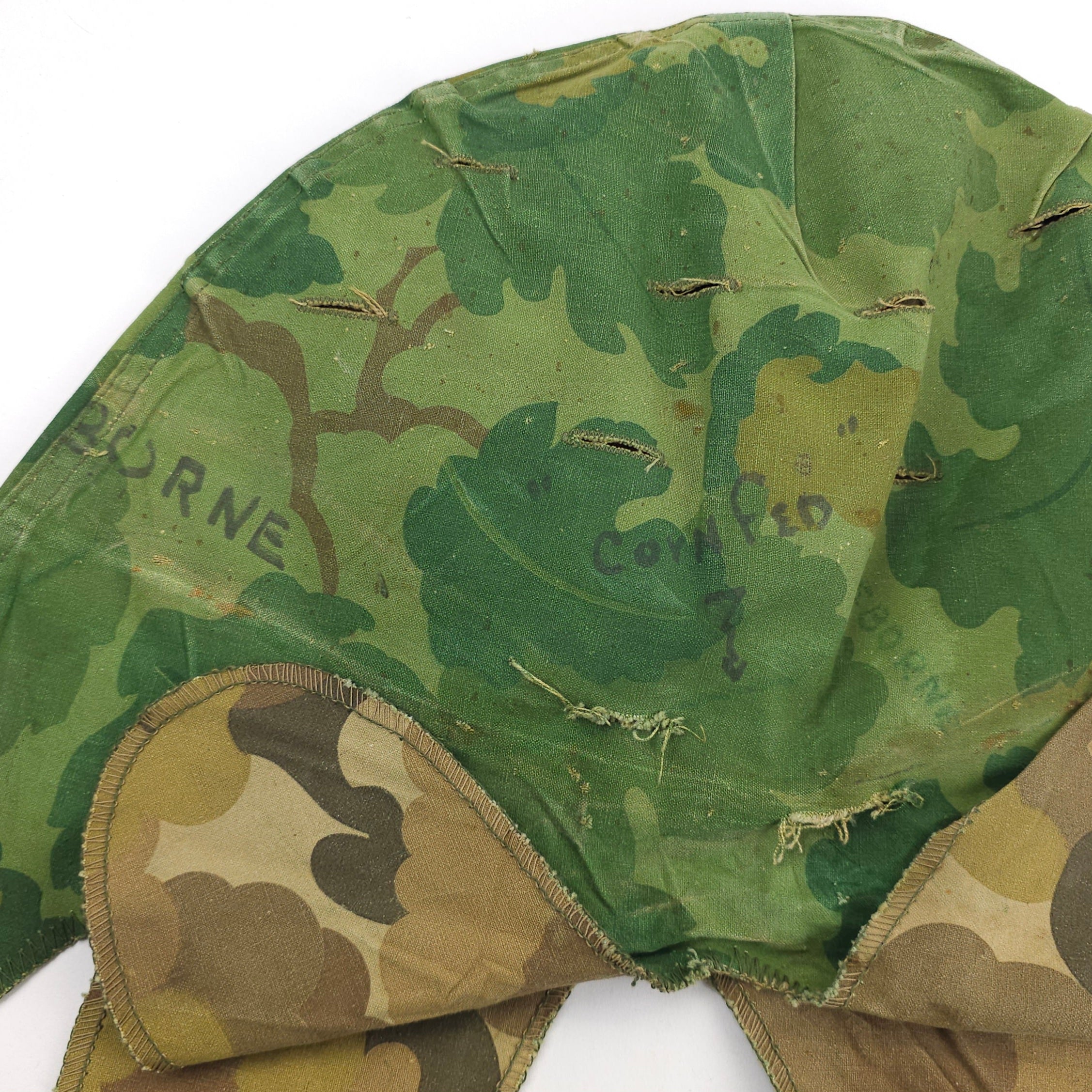 Original Late 1965/Early 1966 Mitchell Pattern M1 Helmet Cover – Vietnam War Era