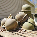 Load image into Gallery viewer, Shot-Up Postwar M1 Helmet Shells – Ballistic Test Survivors
